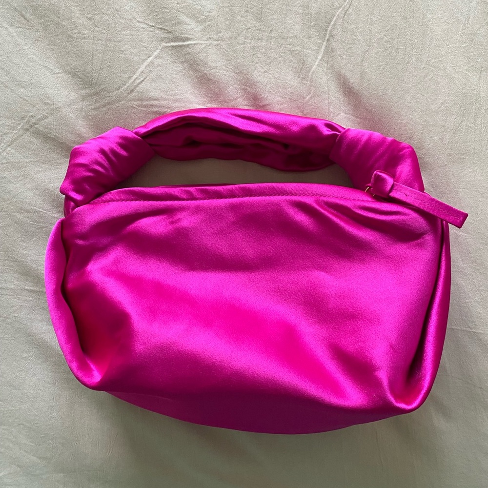 J. Crew hot pink satin clutch and crossbody